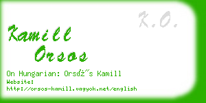 kamill orsos business card